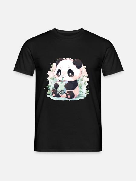Kawaii panda bubble tea boba tea - Männer T-Shirt - Schwarz