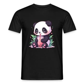 Kawaii Panda bubble tea boba tea - Men's T-Shirt - black - Front - AI Model Male 178 light (178cm)