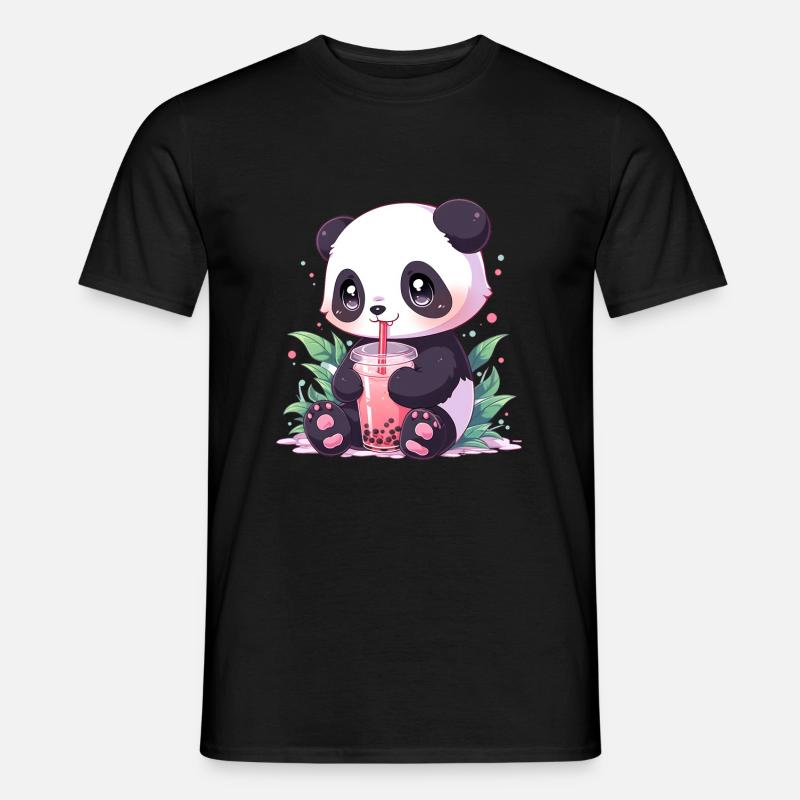 Kawaii Panda bubble tea boba tea - Männer T-Shirt - Schwarz