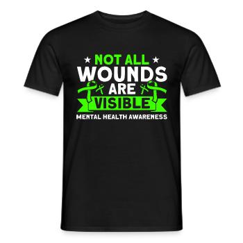 Green Ribbon Awareness of Mental Health - Men's T-Shirt - black - Front - AI Model Male 178 light (178cm)
