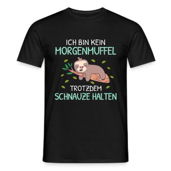kein Morgenmuffel Schnauze Schlaf T-shirt humor - Männer T-Shirt - Schwarz - Vorne - AI Model Male 178 light (178cm)