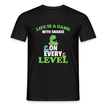 Motivational T-shirt Cheeing Snakes 31er - Men's T-Shirt - black - Front - AI Model Male 178 light (178cm)