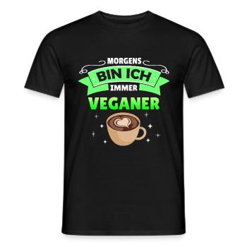morgens Kaffee Vegan humor Spruch Geschenk lustig - Männer T-Shirt - Schwarz - Vorne - AI Model Male 178 light (178cm)
