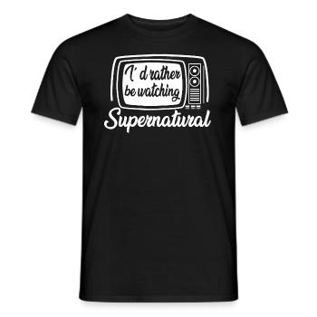 WATCHING SUPERNATURAL, GIFT - Men's T-Shirt - black - Front - AI Model Male 178 light (178cm)
