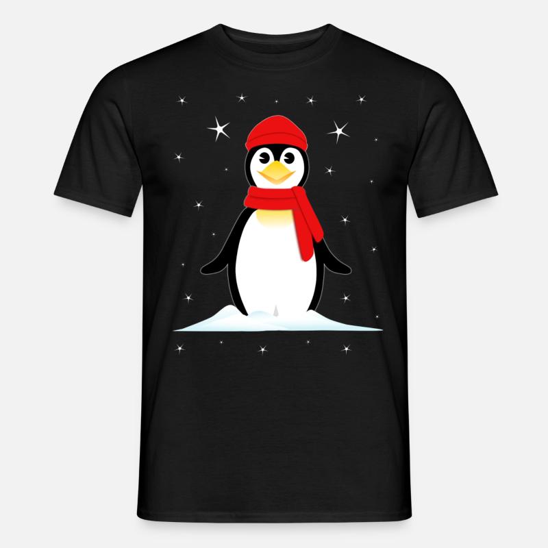 Pinguin Schnee Sterne - Männer T-Shirt - Schwarz