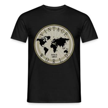 Vintage Shirt, Kissen, Frauen, Weltkugel, Tasse - Männer T-Shirt - Schwarz - Vorne - AI Model Male 178 light (178cm)