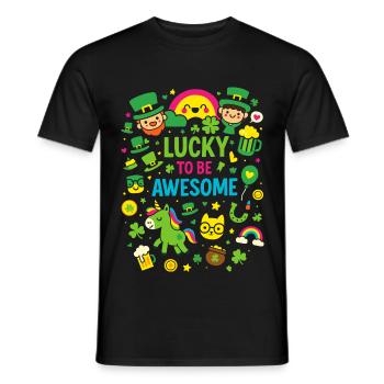 Lucky to Be Awesome St. Patrick Design - Männer T-Shirt - Schwarz - Vorne - AI Model Male 178 light (178cm)