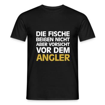 Fische Beißen Vorsicht Angler Shirt Geschenkideen - Männer T-Shirt - Schwarz - Vorne - AI Model Male 178 light (178cm)
