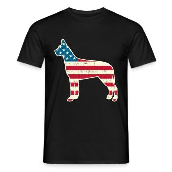 4th of July Great Dane American Flag Dog USA - Men's T-Shirt - black - Front - AI Model Male 178 light (178cm)