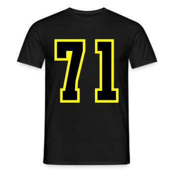 71 Zahl Trikot - Männer T-Shirt - Schwarz - Vorne - AI Model Male 178 light (178cm)