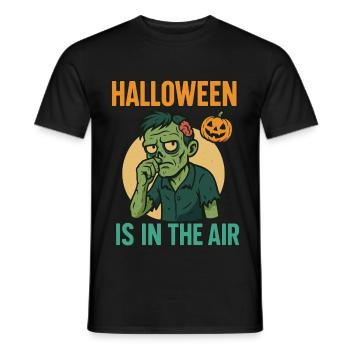 Zombie d’Halloween avec citrouille - T-shirt homme - noir - Devant - AI Model Male 178 light (178cm)