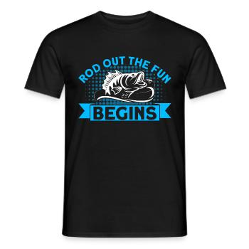 Sortie de la canne et le plaisir commence Cadeau de pêche - T-shirt homme - noir - Devant - AI Model Male 178 light (178cm)