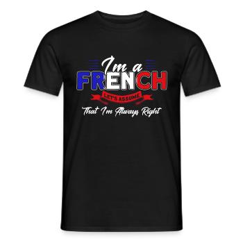 French Flag French Roots Gift - Men's T-Shirt - black - Front - AI Model Male 178 light (178cm)