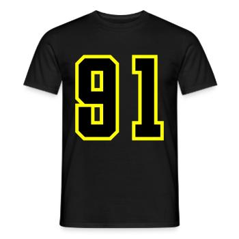 91 Number Jersey - Men's T-Shirt - black - Front - AI Model Male 178 light (178cm)