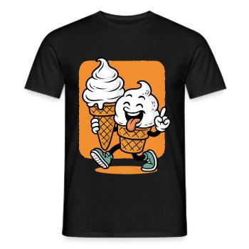 Lustiges Eis Cartoon mit Waffel - Männer T-Shirt - Schwarz - Vorne - AI Model Male 178 light (178cm)