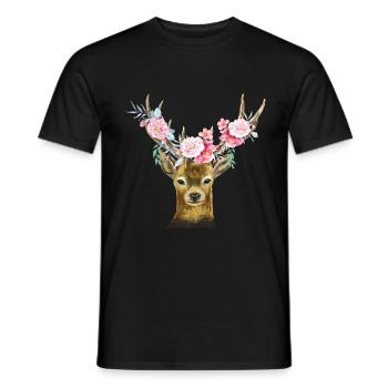 Chemise traditionnelle de cerf pour femmes pour les fêtes d’octobre - T-shirt homme - noir - Devant - AI Model Male 178 light (178cm)