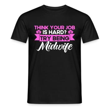 Sage-femme LD Travail Obstétricien Cadeau - T-shirt homme - noir - Devant - AI Model Male 178 light (178cm)