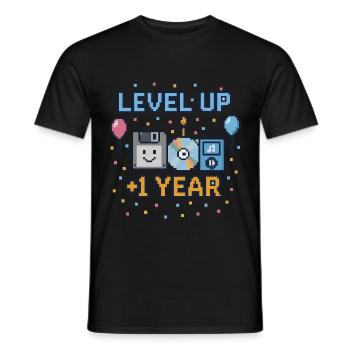 Level Up Birthday – Pixel Retro - Men's T-Shirt - black - Front - AI Model Male 178 light (178cm)