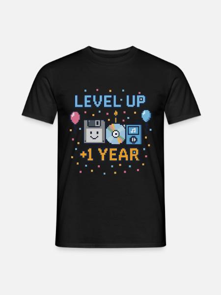 Level Up Birthday – Pixel Retro - Men's T-Shirt - black