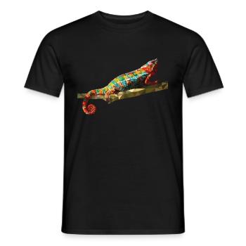 Chameleon Polygon Design Reptile Gift Idea - Men's T-Shirt - black - Front - AI Model Male 178 light (178cm)