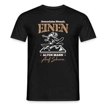 Never underestimate an old man on skis - Men's T-Shirt - black - Front - AI Model Male 178 light (178cm)