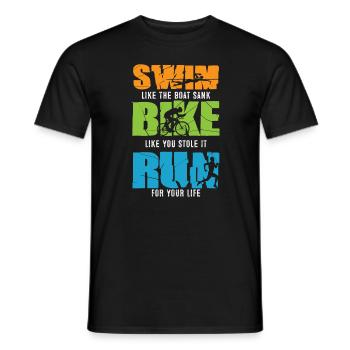Tri Harder Swim Bike Run - Men's T-Shirt - black - Front - AI Model Male 178 light (178cm)