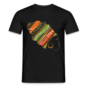 African Woman Kente Headgear Art - Men's T-Shirt - black - Front - AI Model Male 178 light (178cm)
