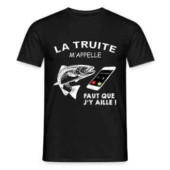 Pêche la truite m appelle - T-shirt homme - noir - Devant - AI Model Male 178 light (178cm)