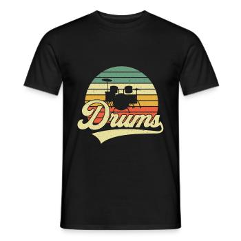Schlagzeug Drums Retro Vintage - Men's T-Shirt - black - Front - AI Model Male 178 light (178cm)