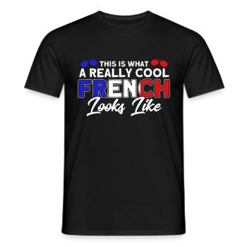 French Flag French Roots Gift - Men's T-Shirt - black - Front - AI Model Male 178 light (178cm)