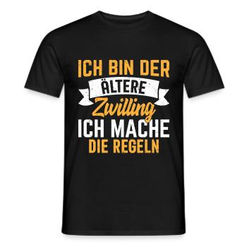 Älterer Zwilling – Regeln? Nicht für mich! - Männer T-Shirt - Schwarz - Vorne - AI Model Male 178 light (178cm)