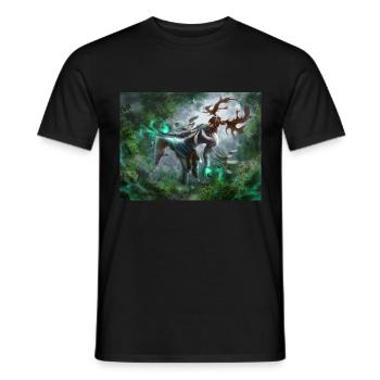 Hirschgott Waldgeist Magie - Männer T-Shirt - Schwarz - Vorne - AI Model Male 178 light (178cm)