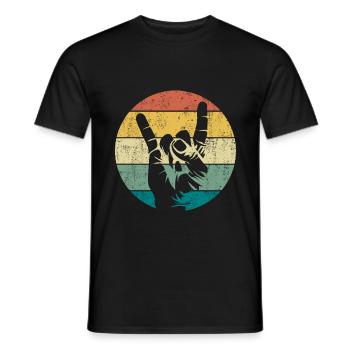 Pommesgabel Métal Main Hand Signal Rétro - T-shirt homme - noir - Devant - AI Model Male 178 light (178cm)