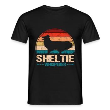Sheltie Shetland Sheepdog Dog Whisperer - Men's T-Shirt - black - Front - AI Model Male 178 light (178cm)