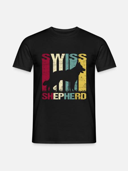 Blanc Blanc Berger Suisse Rétro - T-shirt homme - noir