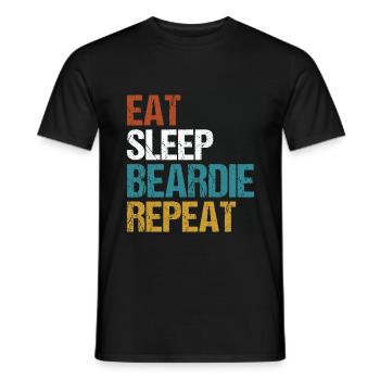 Bearded Collie Beardie Eat Sleep Saying Vintage - Men's T-Shirt - black - Front - AI Model Male 178 light (178cm)
