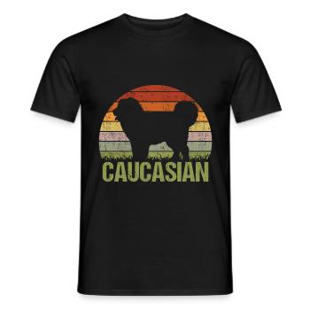 Caucasian Ovcharka Shepherd Vintage Retro - Men's T-Shirt - black - Front - AI Model Male 178 light (178cm)