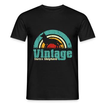 White Swiss Shepherd Weisser Schäferhund Vintage - Men's T-Shirt - black - Front - AI Model Male 178 light (178cm)