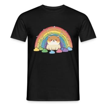 Akita Inu Hund Bunte Farben Regenbogen Kinder - Männer T-Shirt - Schwarz - Vorne - AI Model Male 178 light (178cm)