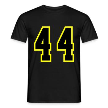 44 Zahl Trikot - Männer T-Shirt - Schwarz - Vorne - AI Model Male 178 light (178cm)