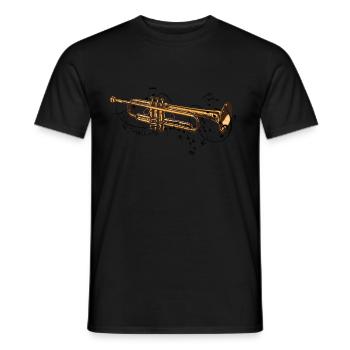 Musik und Noten kommen aus dem Instrument Trompete - Männer T-Shirt - Schwarz - Vorne - AI Model Male 178 light (178cm)