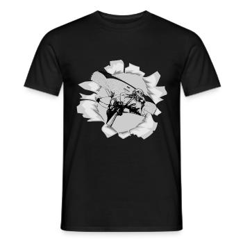Paragliding wing flying through the opening - Men's T-Shirt - black - Front - AI Model Male 178 light (178cm)