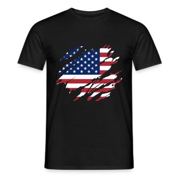 America - Men's T-Shirt - black - Front - AI Model Male 178 light (178cm)