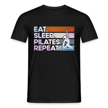 Pilates Manger Sommeil Pilates Cadeau à répéter - T-shirt homme - noir - Devant - AI Model Male 178 light (178cm)