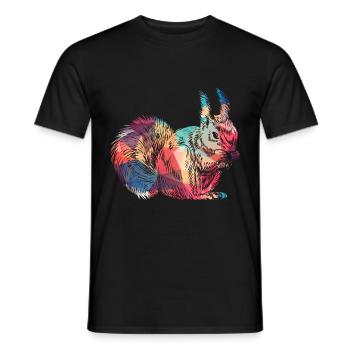Écureuil coloré Art Retro Rongeur - T-shirt homme - noir - Devant - AI Model Male 178 light (178cm)