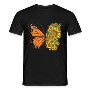 Tournesol Papillon Floral Femmes Filles - T-shirt homme - noir - Devant - AI Model Male 178 light (178cm)