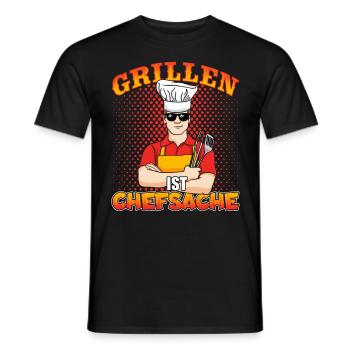 Grillen ist Chefsache - Grill Party Spruch - Männer T-Shirt - Schwarz - Vorne - AI Model Male 178 light (178cm)