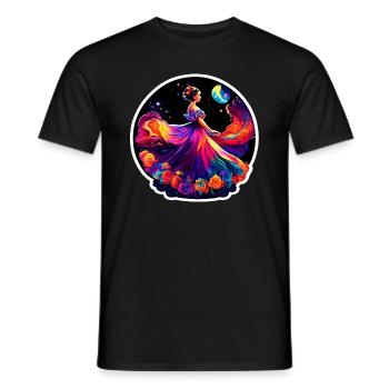 Fille dans une robe colorée la nuit - T-shirt homme - noir - Devant - AI Model Male 178 light (178cm)