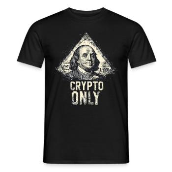 Crypto Only Benjamin Franklin Hoddl - Men's T-Shirt - black - Front - AI Model Male 178 light (178cm)