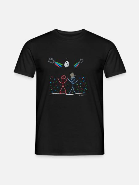 Strichmännchen Party Feier Fest Hochzeit Ehe - Männer T-Shirt - Schwarz
